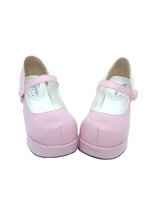 Pink 2.9" Heel High Classic Suede Point Toe Cross Straps Platform Women Lolita Shoes