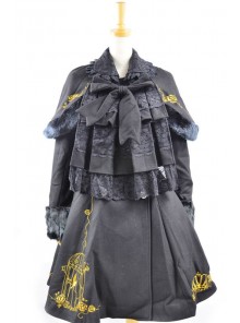 Fabulous Black Wool Birdcage Double-Breasted Lolita Coat