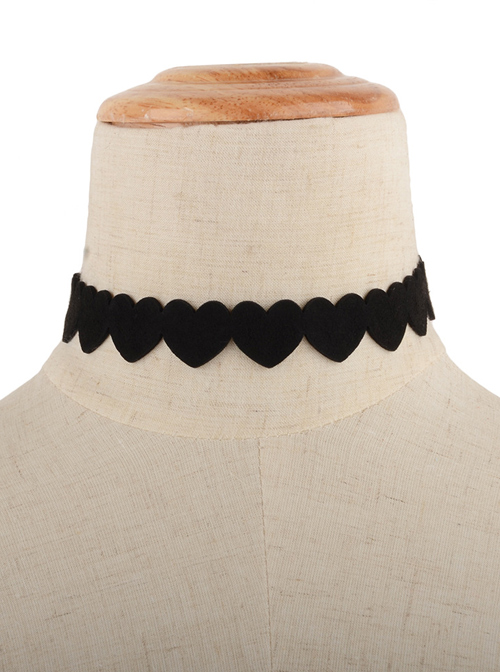 Cute Black Velvet Heart Lolita Neckband