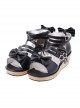 Black 2.0" Heel High Lovely PU Point Toe Ankle Straps Platform Lady Lolita Sandals