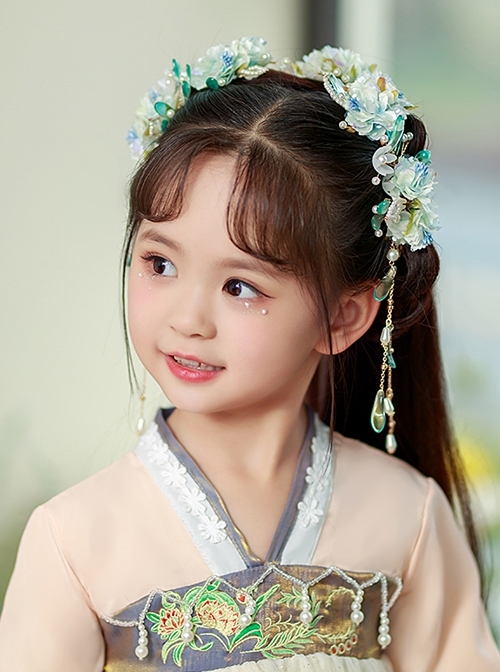 chinese hanfu hair accessory for girls Children hair ball hairpin Chinese  hanfu headdress Chinese girl super