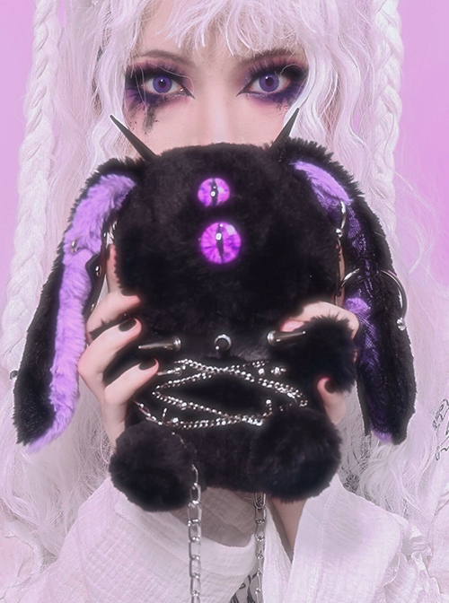 Halloween Gothic Cross Pattern Plush Cloak - Kawaii Bunny Ears