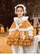 Orange Paneled Lace Bow Ruffled Multilayer Hem Classic Lolita Kids Long Sleeve Dress