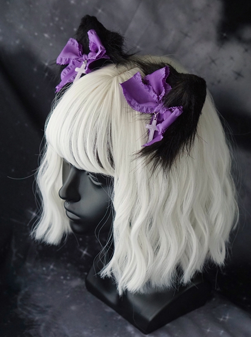 Gothic Lolita Rabbit-Ear Ribbon Frill Boa Parka