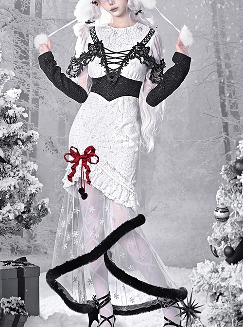 Winter Carol Series Jacquard Fabric Snowflake Printing Black Plush