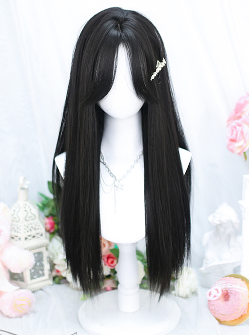 Daily Natural Middle Score Bangs Long Straight Hair Classic Lolita Wig