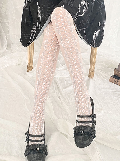 Japanese Style Cute Bowknot Hollow Out Pantyhose Stockings - Women Lace  Leggings Silk Stockings