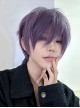 Purple Daily Natural Handsome Anime COS Neutral Short Straight Hair Classic Lolita Wig