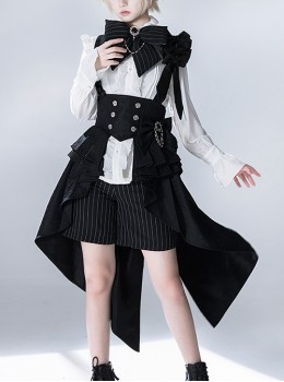 Rabbit Theater Series Jacquard Version Female Black Lolita Ouji Fashion Shoulder Straps Waist Cincher Underbust Dress