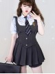 School Flower Policewoman Series College Style Pure Color Binding Band Fish Bone Slim Fit Kawaii Fashion Sleeveless Vest