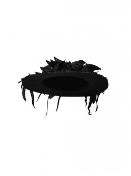 Floating Phantom Series Ouji Fashion Handmade Three-dimensional Flower Ribbon Black Flat Hat