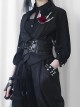 Ouji Fashion Retro Gothic Dark Style V Neck Design Dark Flower Pattern Slim Fit Elegant Black Vest