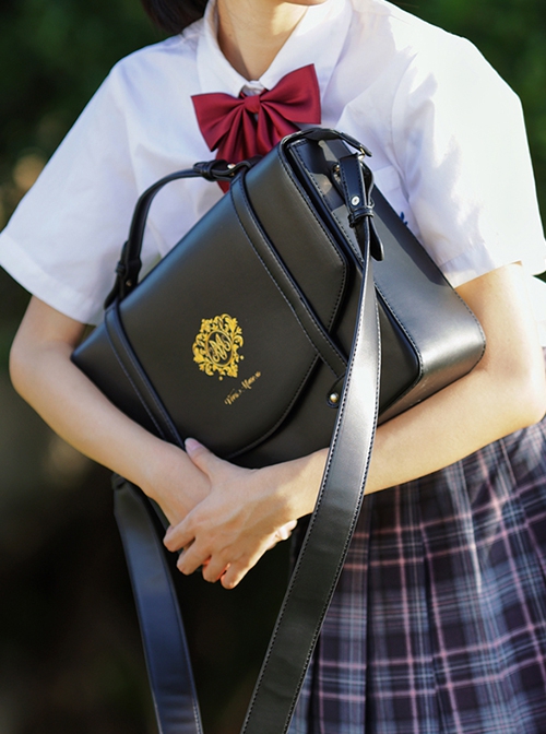 Ouji Fashion Prince Series College Style Honors Student Black Daily Commuting Versatile Exquisite Uniform JK Crossbody Messenger Bag