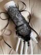 Black Elegant Aesthetic Ribbon Bowknot Pearl Chain Versatile Lace Gothic Lolita Arm Sleeves Gloves