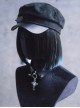 Black Woolen Handmade Leather Buckle Ouji Fashion Military Style Versatile Handsome Newsboy Hat