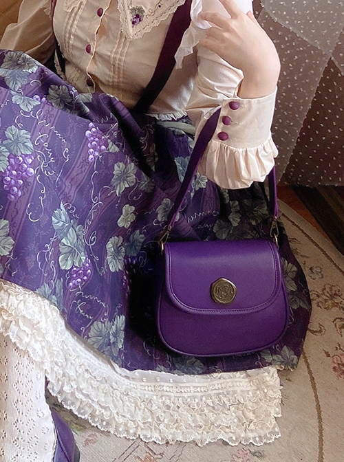 Castle Messenger Series Retro Simple Versatile PU Kawaii Fashion Magnetic Buckle Handbag Crossbody Saddle Bag