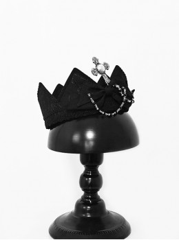 Phantom Series Black Noble Sense Little Prince Imperial Crown Ouji Fashion Chain Cross Pearl Accessory Hat