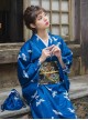Japanese Style Female Deep Blue Cranes Retro Classics Artistic Traditions Festive Costumes Formal Yukata Improved Kimono