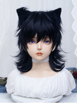 Handsome Boy Graphite Blue Wolf Tail Mullet Head M Word Bangs Versatile Curly Classic Lolita Full Head Wig