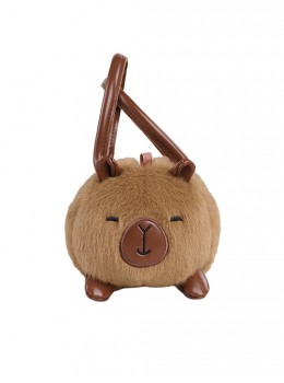 Capybara Cute Emotionally Stable Brown Plush Kawaii Fashion Crossbody Portable Small Leather Bag