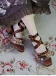 Chocolate Muller Series Fairy Style Ballet Satin Lace Sweet Ribbon Pearl Bowknot Square Toe Classic Lolita Shoes