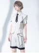Stones In Dry Sea Series White Slim Fit Institute Technology Style Uniform Ouji Fashion Short Sleeves Shirt