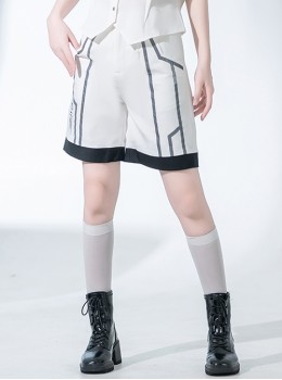 Stones In Dry Sea Series White Simple Institute Technology Style Line Decoration Uniform Ouji Fashion Shorts