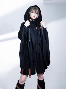 Inscriptionless Blade Series Functional Wasteland Style Black Ouji Fashion Handsome Long Sleeves Shirt Hooded Coat Cardigan Suit