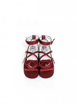 Deep Sleep Dream Series Cute Versatile Love Bowknot Satin Platform Round-Toe Sweet Lolita Shoes