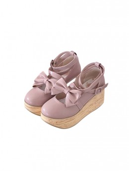 Wood Grain Humanoid Girl Series Retro Elegant Doll Sense Sweet Lolita Strappy Wood Grain Texture Platform Shoes