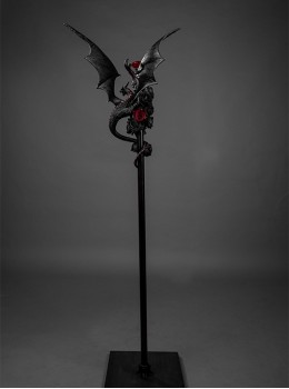 Gorgeous Noble Elegant Rights Power Ruby Rose Dark Gothic Lolita Demon Western Black Dragon Long Staff