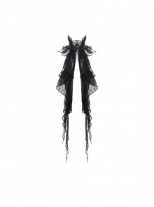 Gothic Style Dark Spider Web Lace Multi Layered Long Ruffle Retro Gorgeous Mesh Neck Tie