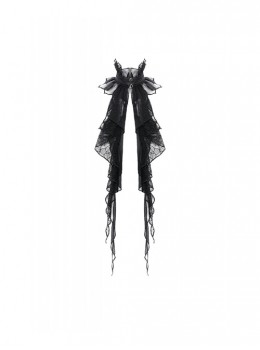 Gothic Style Dark Spider Web Lace Multi Layered Long Ruffle Retro Gorgeous Mesh Neck Tie