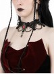 Gothic Dark Style Flower Lace Hollow Embellished Retro Bronze Metal Heart Decorated Palace Gorgeous Necklace