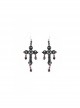 Gothic Dark Style Retro Gorgeous Cross Pendant European Style Earrings