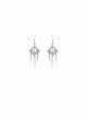 Gothic Style Retro European Polished Silver Slender Spikes Hanging Mysterious Dark Witch Earrings