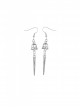 Gothic Style Delicate Skull Shape Bold Spiked Hanging Silver Elegant Earrings