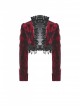 Gothic Style Elegant Retro Red Velvet Black Dark Pattern Lace Embellished Long Sleeve Short Cape