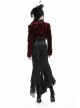 Gothic Style Elegant Retro Red Velvet Black Dark Pattern Lace Embellished Long Sleeve Short Cape
