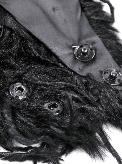 Gothic Style Gorgeous Retro Black Plush Tassel Silver Gemstone Pendant Decorative Shawl