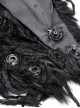 Gothic Style Gorgeous Retro Black Plush Tassel Silver Gemstone Pendant Decorative Shawl