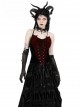 Gothic Style Retro Velvet Bat Wing Shape Cross Strap Black And Red Splicing Tight Tube Top Corset
