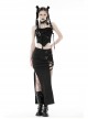 Punk Style Cool Cross Straps On The Chest Metal Buckles Decorate Black Tight Suspender Corset Top