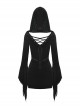Gothic Dark Style Elegant Velvet Shoulder Hollow Backless Black Hooded Slim Fit Witch Short Dress