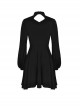 Punk Style Lapel Student-Like Mesh Stitching With Metal Buckle Decoration For Daily Long Sleeve Dress