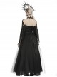 Gothic Style Gorgeous Beaded Tulle Lace Strapped Black Retro Palace Tube Top Tight Dress