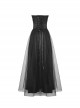 Gothic Style Gorgeous Beaded Tulle Lace Strapped Black Retro Palace Tube Top Tight Dress