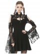 Gothic Style Stand Up Collar Lace Stitching Hollow Off Shoulder Black Trumpet Long Sleeves Dress