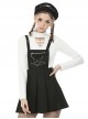 Punk Style Cool Silver Star Chain Everyday Versatile Black Suspender Skirt Pleated Skirt