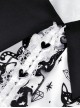 Gothic Style Elegant Lapel Love Button Unique Magic Cat Print Black And White Short Sleeves Dress